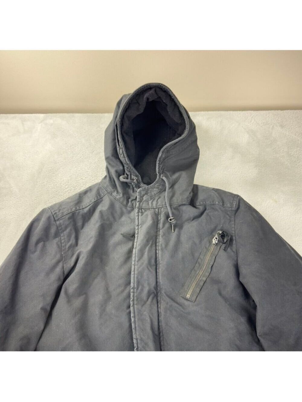 All Saints Men's Size Small Kray Black Parka Made in Turkey British Millerain - Picture 8 of 13